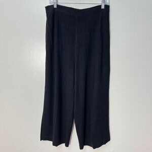 SASS Black Wide Leg Crop Lagenlook Linen‎ Blend Pants Size 12